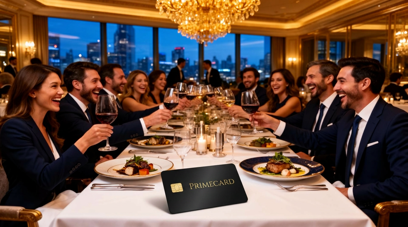 Group enjoying fine dining with PrimeCard